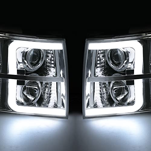 M-AUTO Projector Headlights Assembly Compatible with 07-13 Chevy Silverado 1500, 07-14 Silverado 2500 3500 & HD Models, Black Housing Driver and Passenger Side Pair Set - Image 5