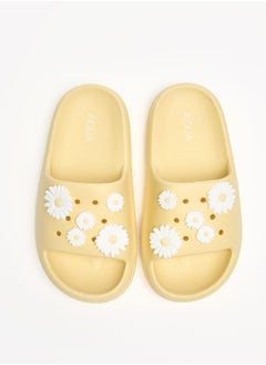 Girls Flower Applique Slide Slippers - pzsku/ZA0F6CAB97D215C59D72CZ/45/_/1728386093/b320bf4e-8475-4d24-8564-51973ffb6416