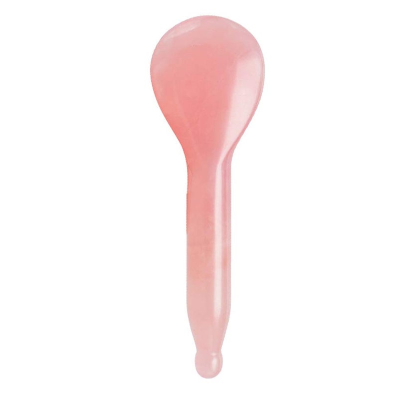LZLRUN Rose Quartz Jade Spoon Roller Real Gua Sha Board Mushroom Massager Face Lifting Tool Facial Guasha Massage Tool (Spoon Shape) - Image 1
