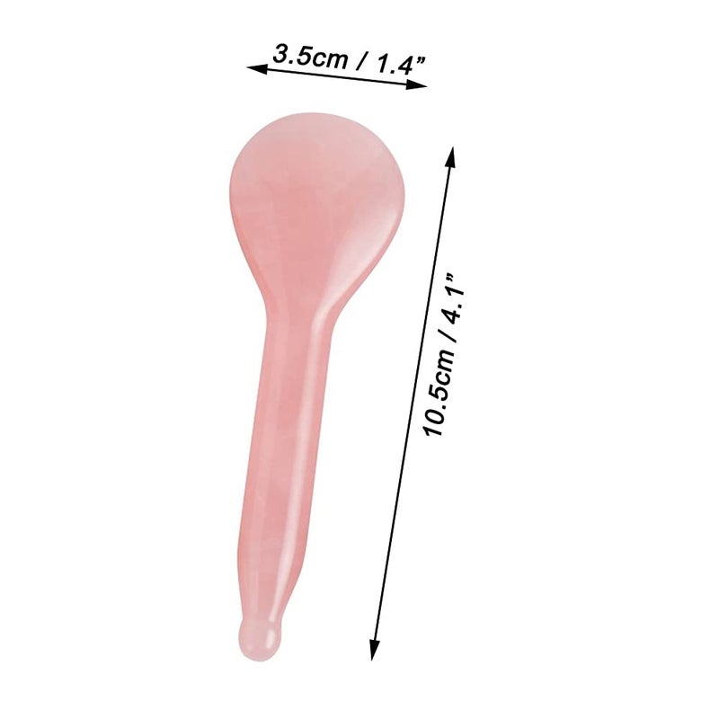 LZLRUN Rose Quartz Jade Spoon Roller Real Gua Sha Board Mushroom Massager Face Lifting Tool Facial Guasha Massage Tool (Spoon Shape) - Image 4