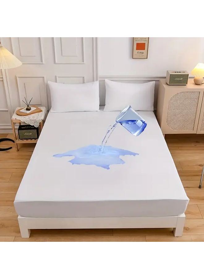 Pink Fitted Mattress Cover 100% Polyester 360 Degree Quick Dry Moisture Wicking Elastic Bands - Image 2