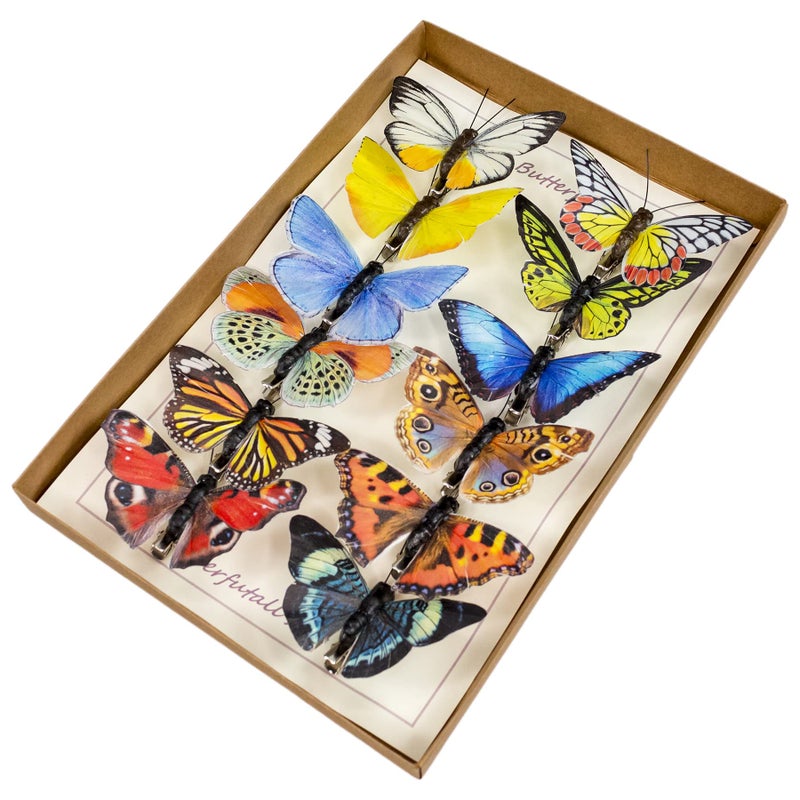 BerfutallArtificial Feather 3D Butterfly Party Decorations Set of 12 with Clip 12 Color Ornaments for Christmas Tree