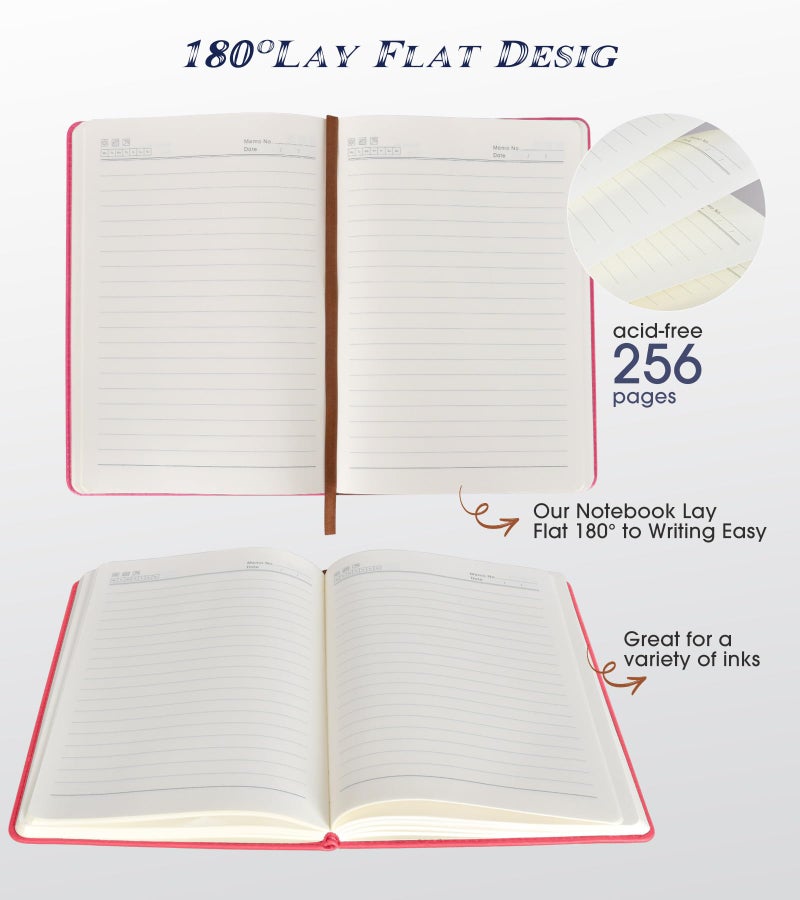 Biuwory Lined Journal Notebook for Women Men,256 Pages A5 Hardcover Leather Journals for Writing,Travel,Business,Work & School,College Ruled Notebooks for Note Taking,Diary Notepad 5.7"Ã—8.3"(pink) - Image 5