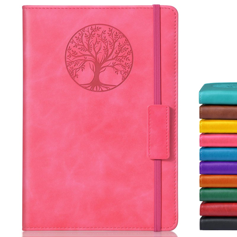 Biuwory Lined Journal Notebook for Women Men,256 Pages A5 Hardcover Leather Journals for Writing,Travel,Business,Work & School,College Ruled Notebooks for Note Taking,Diary Notepad 5.7"Ã—8.3"(pink) - Image 1