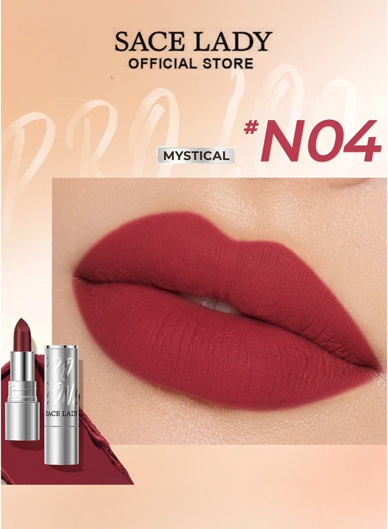 SACE LADY Lipstick Soft Matte Finish High Pigmented Lip Tint 24H Long-wear Nude Lipstick Silky Lips Makeup 8 Colors (04 MYSTICAL, 1pc) - Image 1