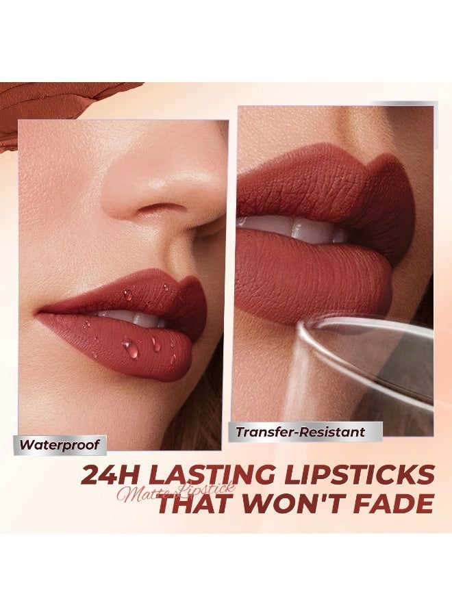 SACE LADY Lipstick Soft Matte Finish High Pigmented Lip Tint 24H Long-wear Nude Lipstick Silky Lips Makeup 8 Colors (04 MYSTICAL, 1pc) - Image 2