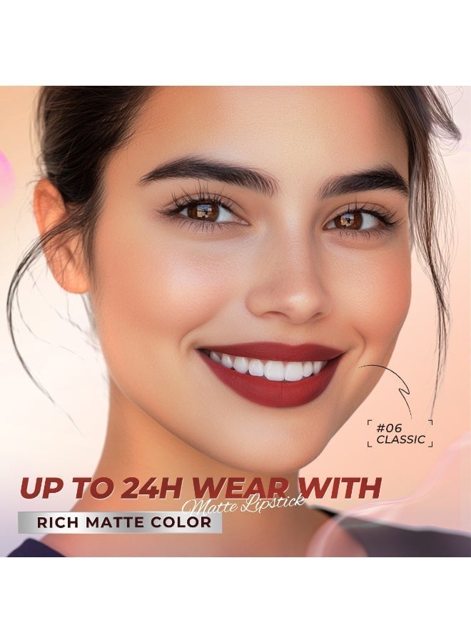 SACE LADY Lipstick Soft Matte Finish High Pigmented Lip Tint 24H Long-wear Nude Lipstick Silky Lips Makeup 8 Colors (04 MYSTICAL, 1pc) - Image 5