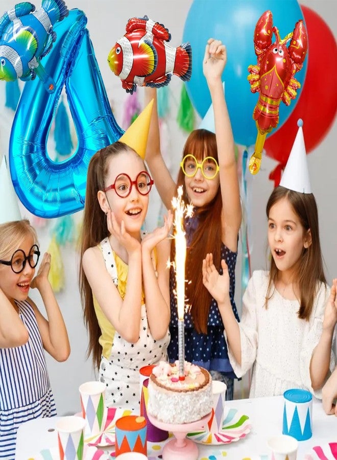 LEBERY 40 Inch Under the Sea Blue Number 4 Balloon, Mini Sea Animal Balloons Ocean Animal Foil Balloon, Fish Crawfish Balloons for Boys Girls Ocean Theme 4th Birthday Baby Shower Party Decoration - Image 4