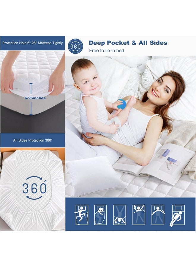 GRT GRT Cali King Waterproof Mattress Pad, 100% Waterproof Quilted Fitted Mattress Protector, Noiseless Hollow Cotton Mattress Cover, Fitted 8"-26" Deep, Dust Proof  - Image 5