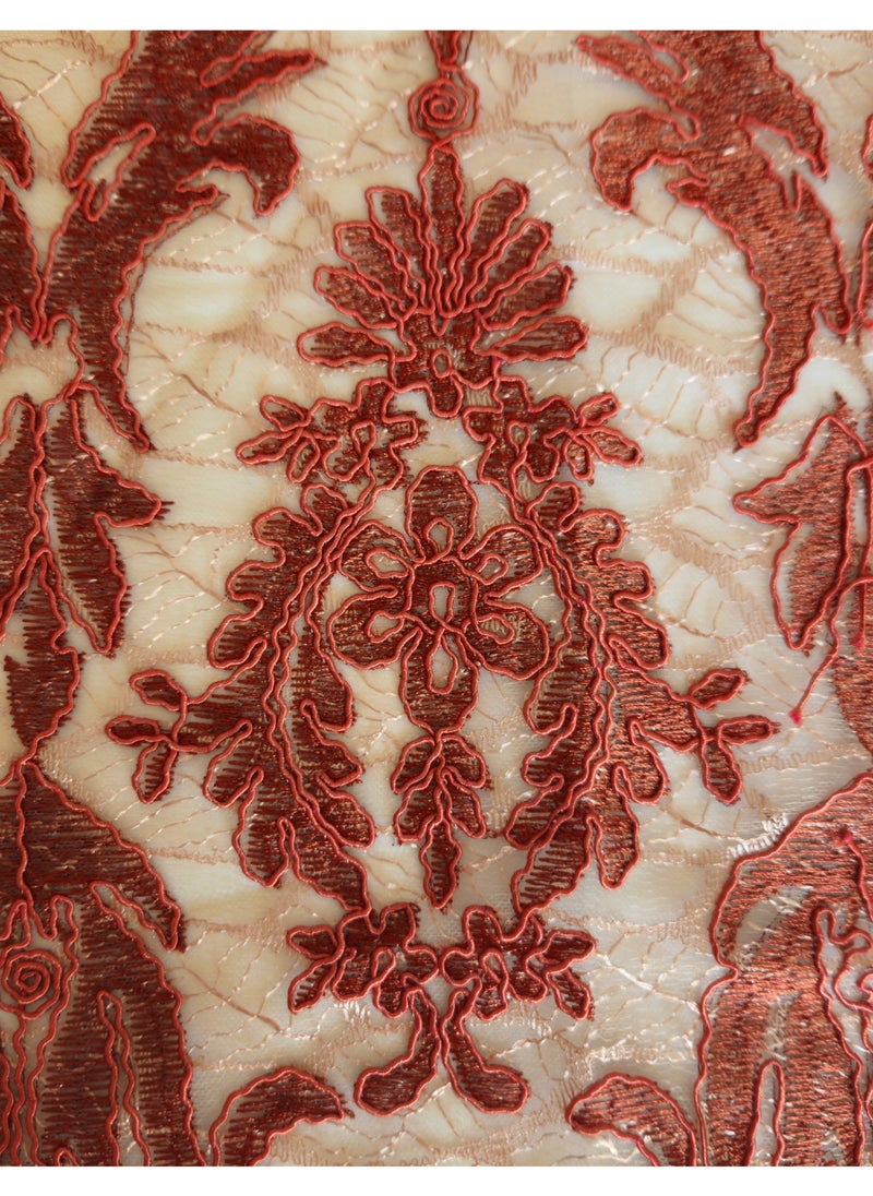Generic Brown/copper Embroidered Lace Fabric - 1 Yard x 53" Wide | Floral Net Fabric for Sewing, Crafting, Bridal Gowns, Table Runners, DIY Wedding Decor, Dressmaking, Costume, and Home Decor Projects  - Image 3
