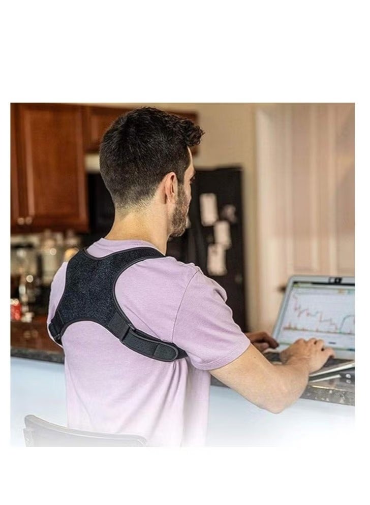 Bukela Adjustable Back Support Belt Posture Corrector for Men Brace and Shoulder Straightening is Made of Strong, Breathable and Comfortable Material for Shoulder Support Men–Universal Fit Upper Back, Shoulder & Clavicle Support, Helps Improve Posture & Relieve Neck, Shoulder & Back Pain (Black) - Image 3
