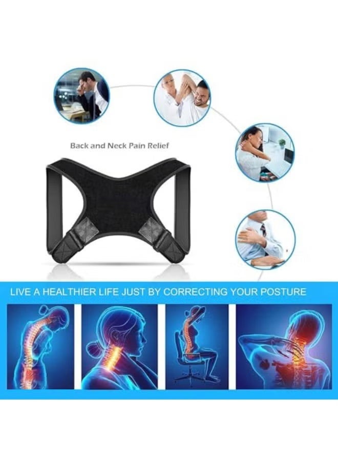Bukela Adjustable Back Support Belt Posture Corrector for Men Brace and Shoulder Straightening is Made of Strong, Breathable and Comfortable Material for Shoulder Support Men–Universal Fit Upper Back, Shoulder & Clavicle Support, Helps Improve Posture & Relieve Neck, Shoulder & Back Pain (Black) - Image 5