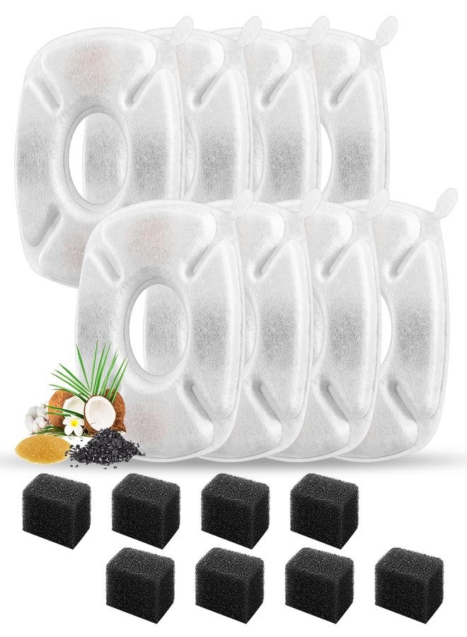 Porens 16 Pcs Cat Fountain Replacement Filters 8 Pack Cat Water Fountain Replacement Filters with 8 Pack Pre-Filter Sponges, Pet Fountain Filter Fit for 95oz/2.8L Automatic Pet Fountain Cat Water Fountain - Image 1