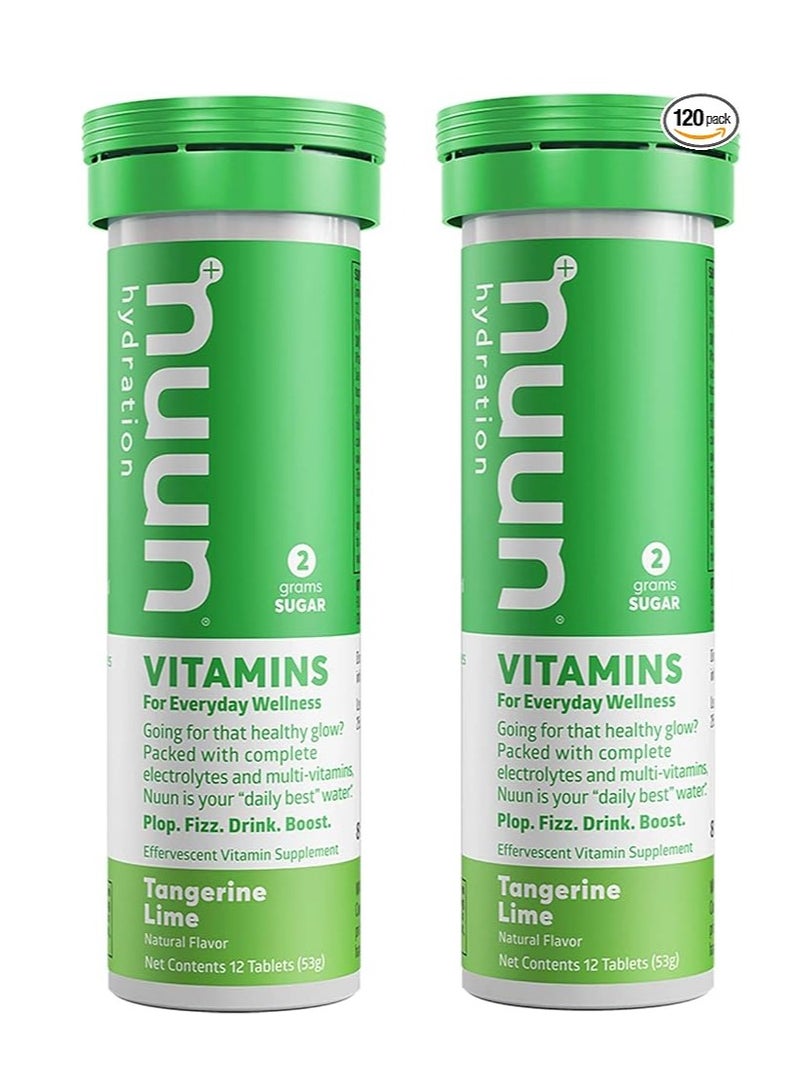 Nuun Tangerine Lime Daily Hydration Supplement (2 Tubes of 12 Tablets)
