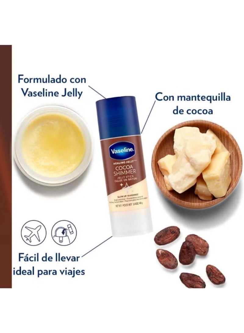 Vaseline Healing Jelly Cocoa Shimmer Jelly Stick – Moisturizing Body Glow, 40g - Image 3