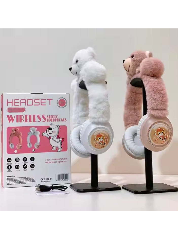 Bear Wireless Bluetooth Headphones - Kids' Headphones with Fur, Clear Sound, Stylish and Modern Design - Image 2