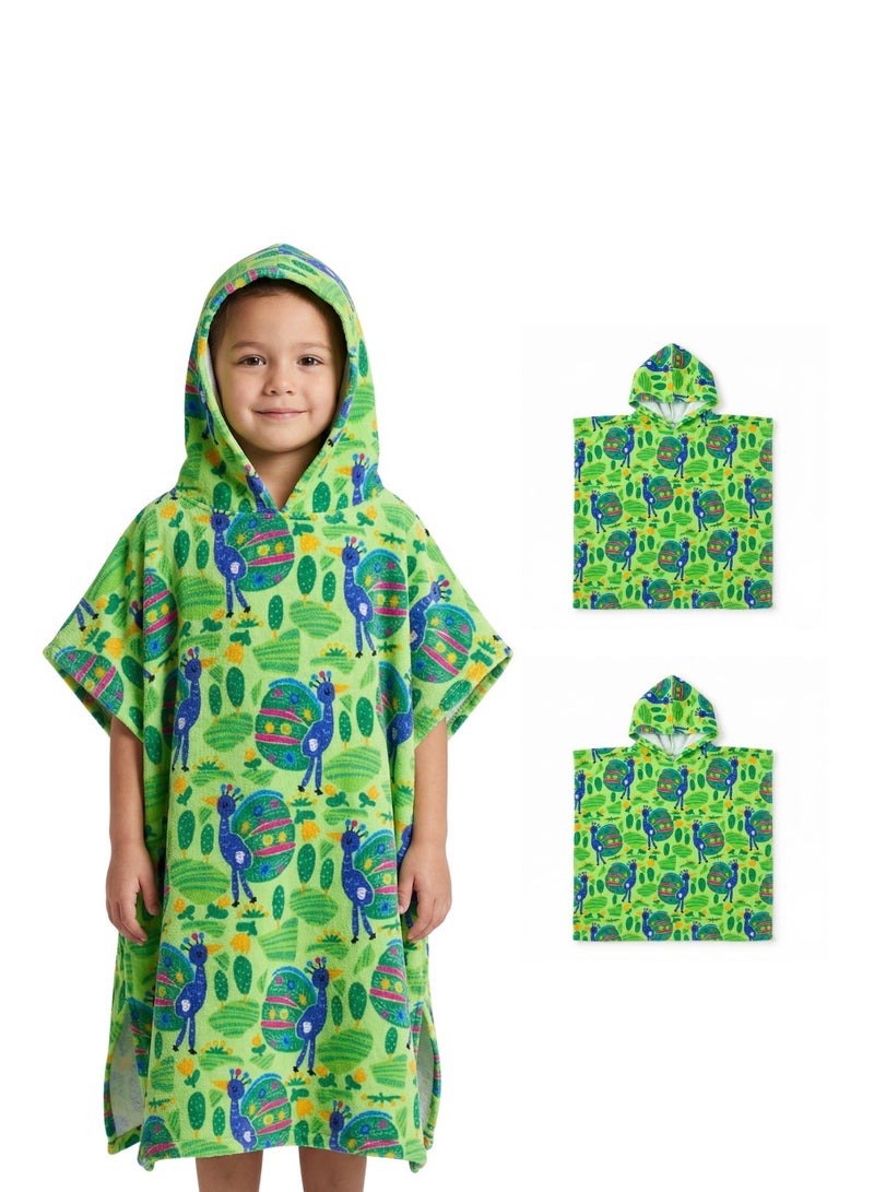 Pearl Coast International Kids Poncho Towel Hooded Pack of 2 – Quick Dry Microfiber Beach Changing Robe for Boys & Girls, Soft Absorbent Swim Cover Up - Image 2