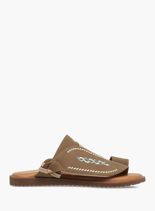 Al Waha Boys Embroidered Slip-On Arabic Sandals with Toe Loop