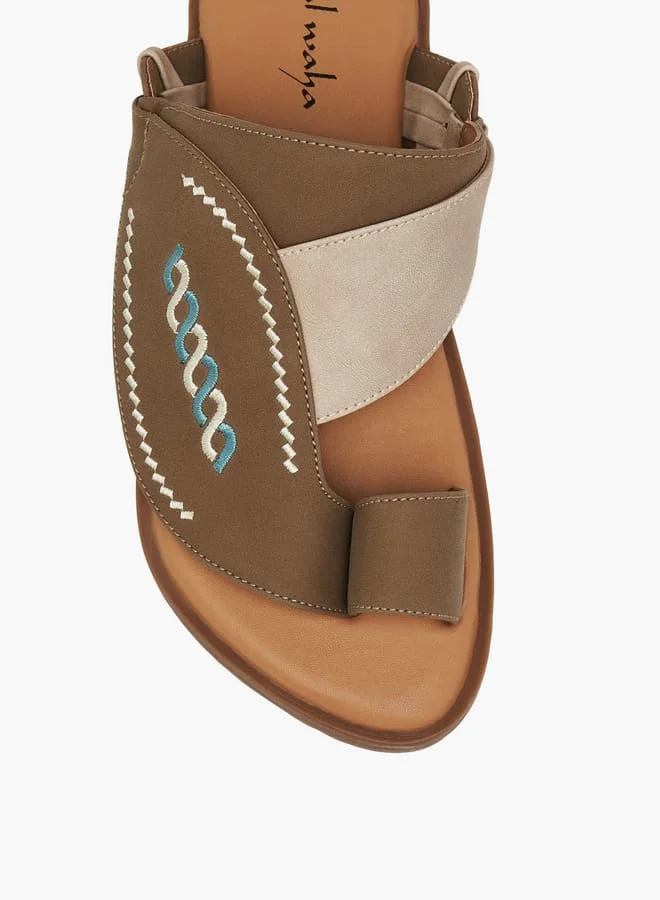 Al Waha Boys Embroidered Slip-On Arabic Sandals with Toe Loop