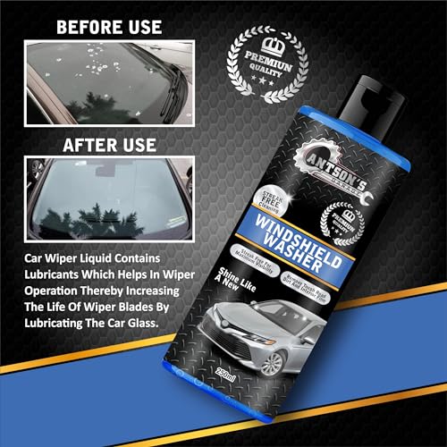 Antson 250mL Windshield Washer Fluid for Car | Car Windshield Cleaner Liquid in Concentrate Form (20ml for 1L Tank) A Streak Free Finish with Our Car Wiper Liquid Gives 100% Optical Vision (250 ml) - Image 5