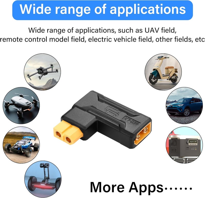 SinLoon 2 Pack XT60 Male to Female Connector Adapter 90 Degree XT60 Wireless Adapter for RC FPV Toy Car Plane Drone Battery 90 Degree Male to Female - Image 4