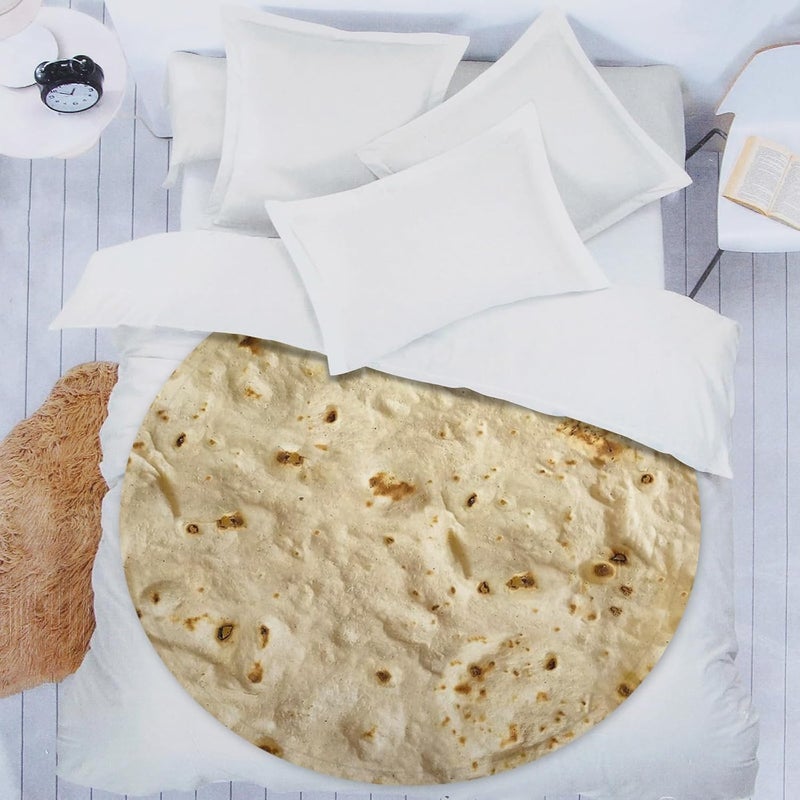 Abaysto Burritos Tortilla Throw Blanket, Novelty Tortilla Round Blanket, Tortilla Wrap Blanket, Giant Tortilla Round Soft Blanket for Adults and Kids 90CM - Image 4