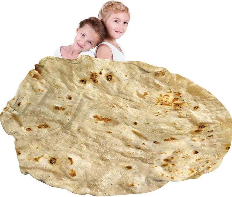 Abaysto Burritos Tortilla Throw Blanket, Novelty Tortilla Round Blanket, Tortilla Wrap Blanket, Giant Tortilla Round Soft Blanket for Adults and Kids 90CM - Image 2