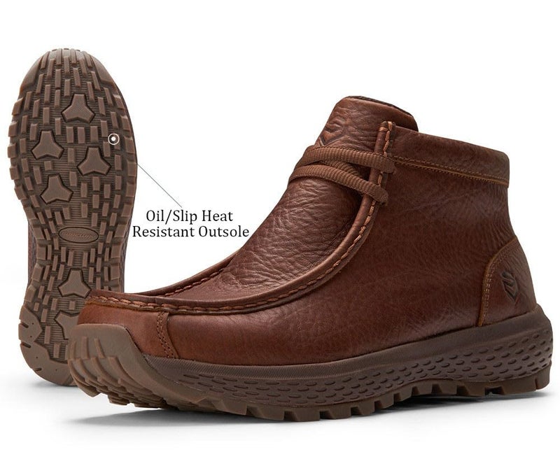 SUREWAY Men's Chukka Boots,Fashion and Comfort Driving Shoes,Lightweight Durability Leather Moc Toe Work Boots - Image 4