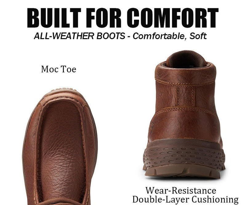 SUREWAY Men's Chukka Boots,Fashion and Comfort Driving Shoes,Lightweight Durability Leather Moc Toe Work Boots - Image 5