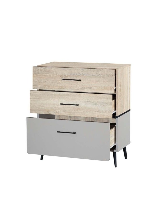 DANUBE HOME Fusion 3 Drawer Kids Dresser Drawers, Dressers Organizer For Bed Room Living Room Kids Room Nursery Hallway - Sonoma Oak & Light Grey  - Image 1