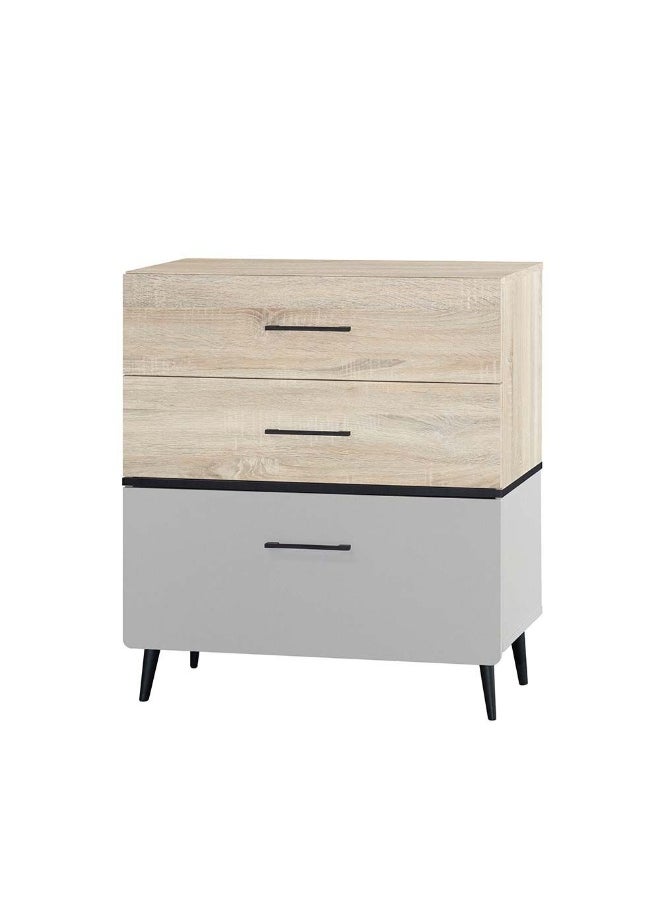 DANUBE HOME Fusion 3 Drawer Kids Dresser Drawers, Dressers Organizer For Bed Room Living Room Kids Room Nursery Hallway - Sonoma Oak & Light Grey  - Image 4