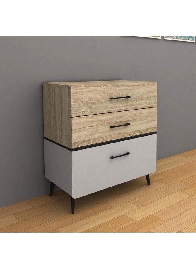 DANUBE HOME Fusion 3 Drawer Kids Dresser Drawers, Dressers Organizer For Bed Room Living Room Kids Room Nursery Hallway - Sonoma Oak & Light Grey  - Image 3