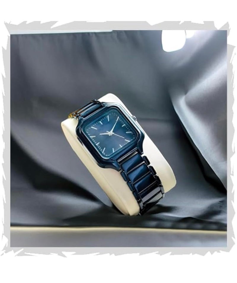 SWADESI STUFF Newly Arrived Square Dial Black Stainless Steel Strap Casual Elegant Watch for Women - Sleek and Stylish Design (Black) - Image 5