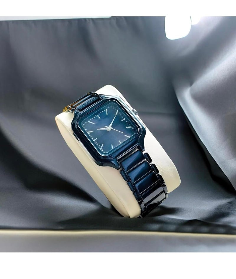SWADESI STUFF Newly Arrived Square Dial Black Stainless Steel Strap Casual Elegant Watch for Women - Sleek and Stylish Design (Black) - Image 2