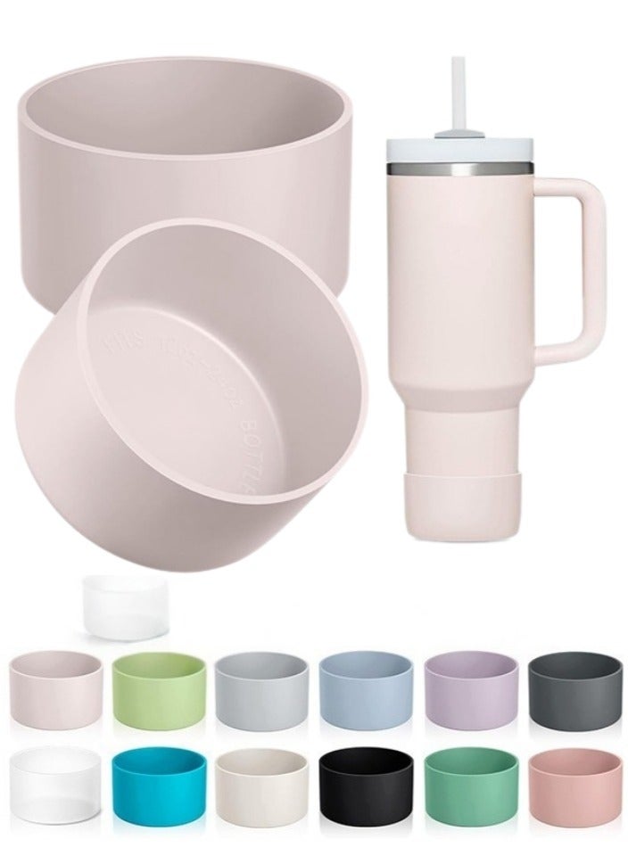 Rose Quartz Anti-Slip Base Sleeve for Stanley Cup – 1PC Silicone Bottom Boot for Quencher Adventure 40oz, IceFlow 20oz/30oz, Hydro Flask Tumbler 12-24oz – Avoid Scratches & Noise