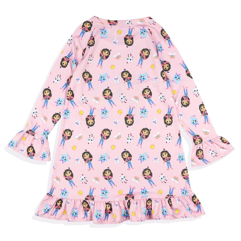 INTIMO Gabby's Dollhouse Pajama Toddler Girl's A-meowzing Long Sleeve Ruffle Nightgown (2T) Pink - Image 5