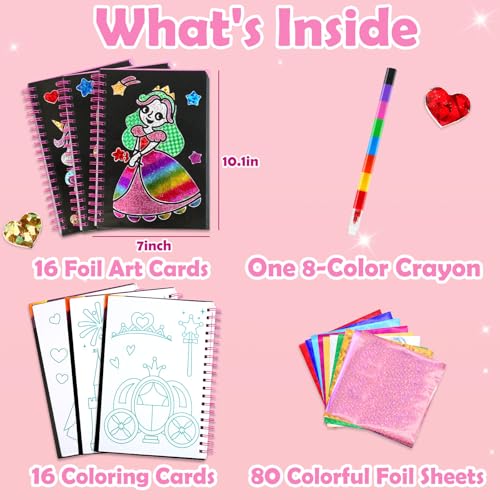 FUNNYB&G Foil Art Craft Activity for Kids - Halloween Crafts Gift Party Favors for Kids Fun Art Supplies Creative Birthday Gift Travel Toys for Girls Boys 4 5 6 7 8 9 Years Old(Princess) - Image 4