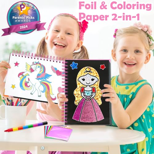 FUNNYB&G Foil Art Craft Activity for Kids - Halloween Crafts Gift Party Favors for Kids Fun Art Supplies Creative Birthday Gift Travel Toys for Girls Boys 4 5 6 7 8 9 Years Old(Princess) - Image 2