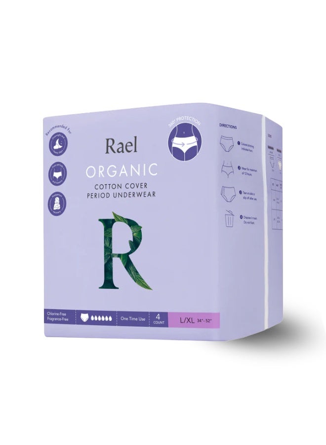 Rael Organic Cotton Disposable Period Underwear Large Size 8 Pieces for Sensitive Skin Breathable Soft Leakproof Panties Comfortable All Day in Saudi Weather - Image 1