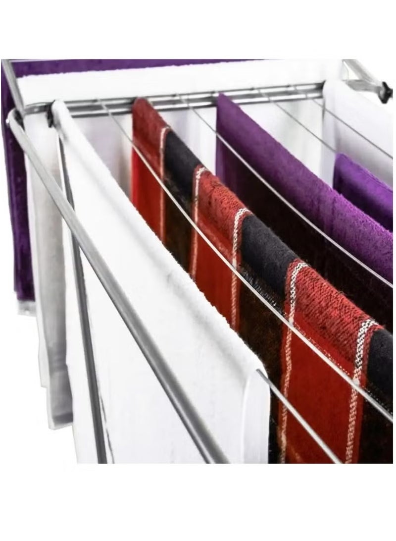 سويت هوم حامل تجفيف الملابس من الفولاذ المقاوم للصدأ، حامل مجفف ملابس عالي التحمل، موفر للمساحة، رف محمول وقابل للطي مثالي للمناطق الصغيرة - Image 4