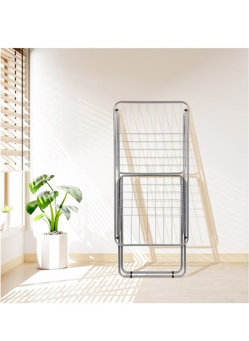 سويت هوم حامل تجفيف الملابس من الفولاذ المقاوم للصدأ، حامل مجفف ملابس عالي التحمل، موفر للمساحة، رف محمول وقابل للطي مثالي للمناطق الصغيرة - Image 3