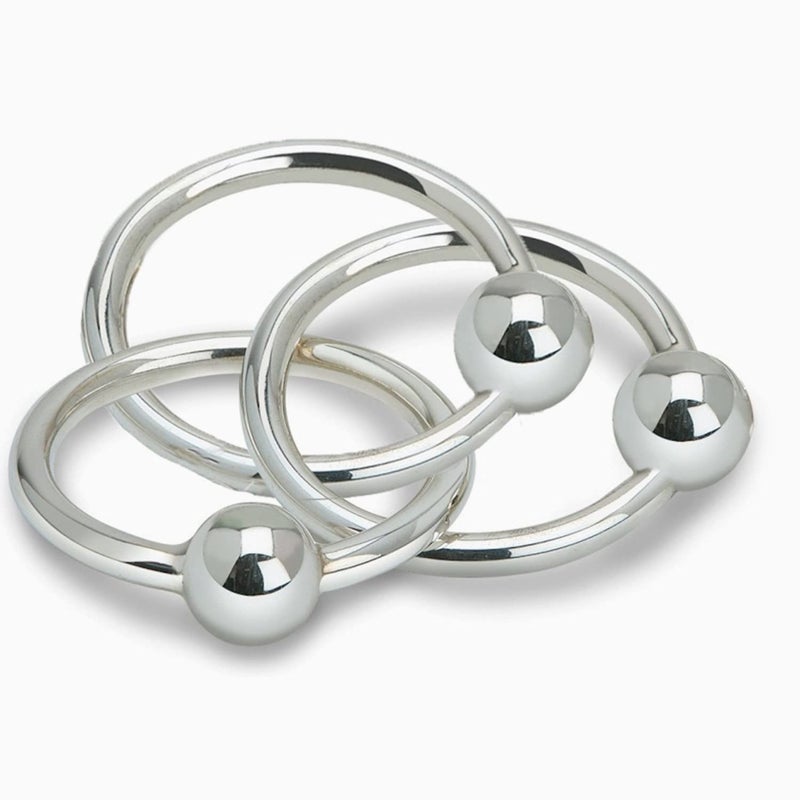 925 Sterling Silver Teether Rattle Three Ring  Newborn Baby Boy and Baby Girl Gift  Nontarnishing and Durable  Packaged in a Beautiful Gift Box