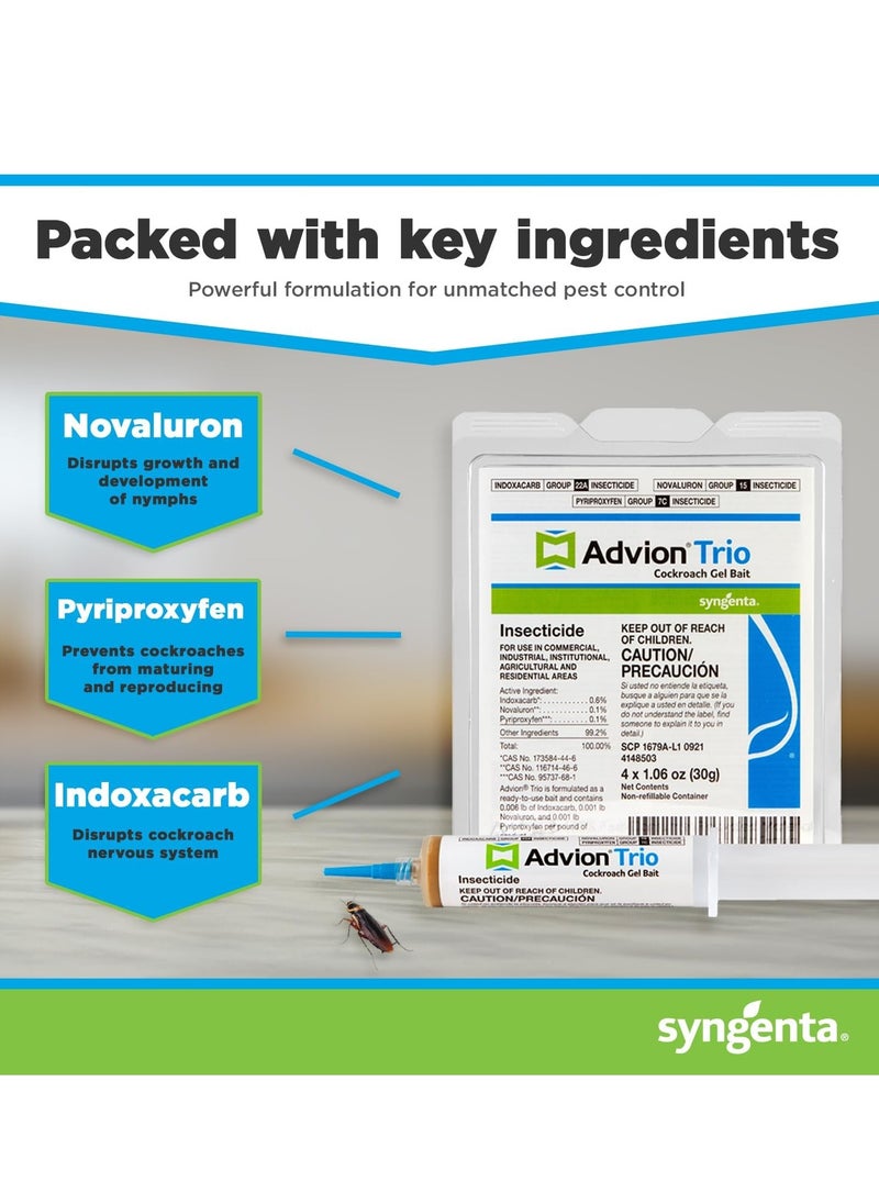 syngenta Syngenta - Advion Trio Cockroach Gel Bait Insecticide - 4 x 30g  - Image 3
