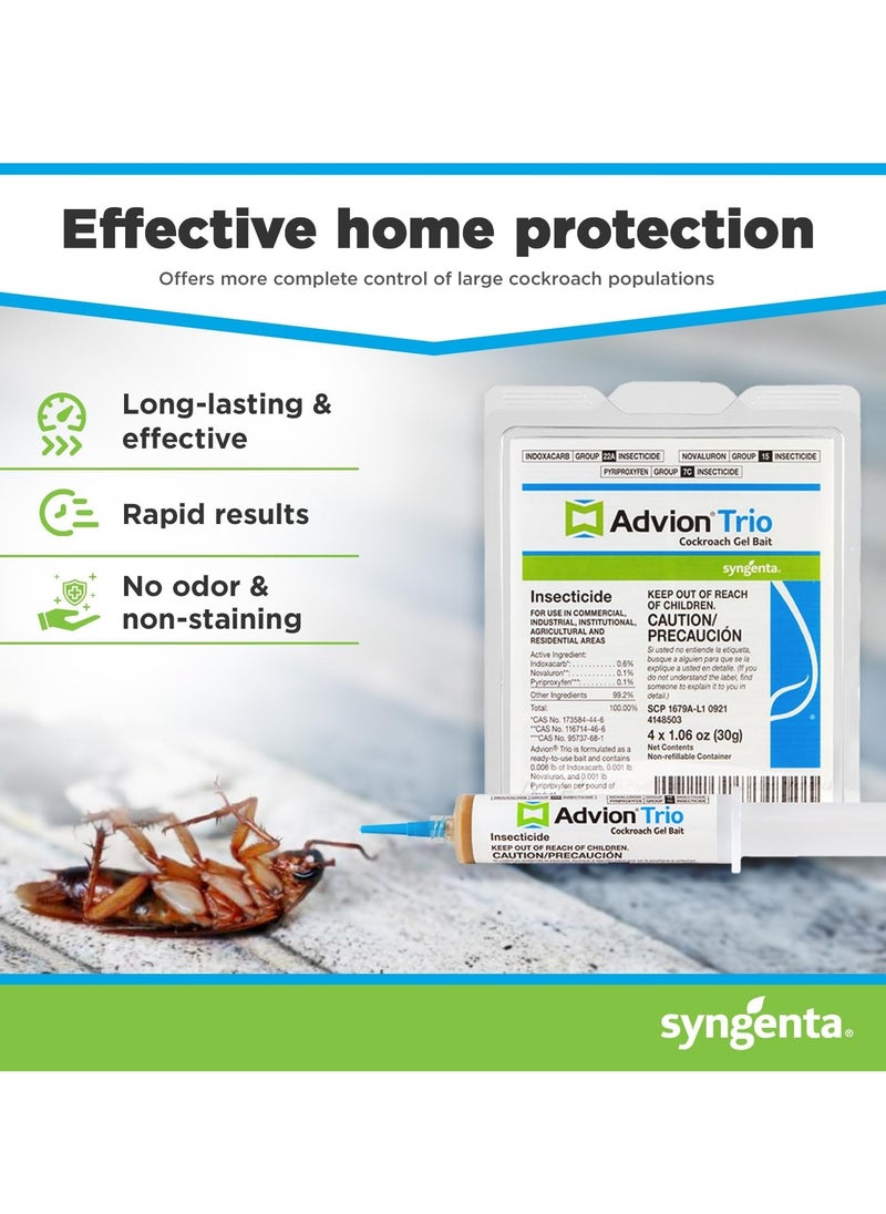 syngenta Syngenta - Advion Trio Cockroach Gel Bait Insecticide - 4 x 30g  - Image 4