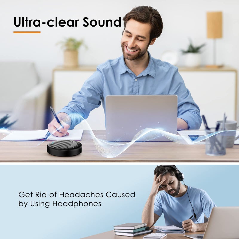 EMEET Conference Speaker and Microphone Luna 360Â° Voice Pickup w/Noise Reduction/Mute/Indicator USB Bluetooth Speakerphone w/Dongle for 8 People Daisy Chain for 16 Compatible with Leading Software - Image 3