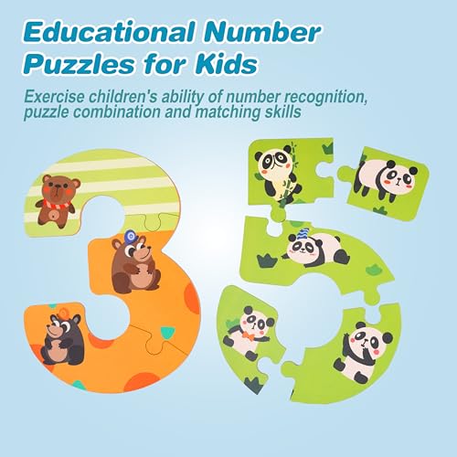 JCREN Wooden Puzzles for Kids Montessori Numbers Puzzles Animal Puzzle for Toddlers Preschool Learning Toys Educational STEM for Boys Girls Ages 3 - Image 5