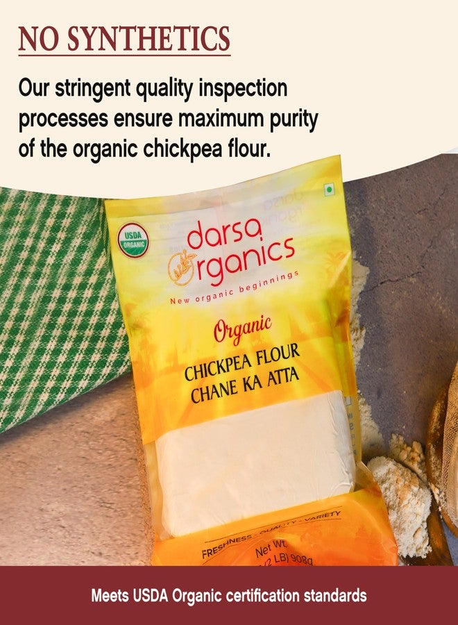 Darsa Organics Chickpea Flour 2 lb - Premium Stone Ground Besan Flour - Gluten Free Garbanzo Bean Flour for Baking and Cooking - Non-GMO Gram Flour, Chemical Free, Vacuum Sealed Bag - Image 3
