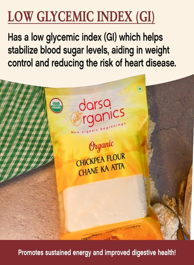 Darsa Organics Chickpea Flour 2 lb - Premium Stone Ground Besan Flour - Gluten Free Garbanzo Bean Flour for Baking and Cooking - Non-GMO Gram Flour, Chemical Free, Vacuum Sealed Bag - Image 4