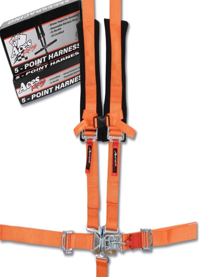 AAAA Aces Racing 5 Point Harness With 2 Inch Padding (Orange) - Image 1