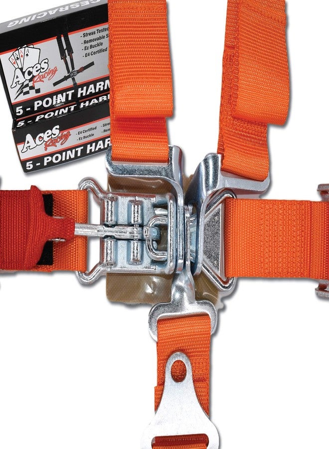 AAAA Aces Racing 5 Point Harness With 2 Inch Padding (Orange) - Image 4